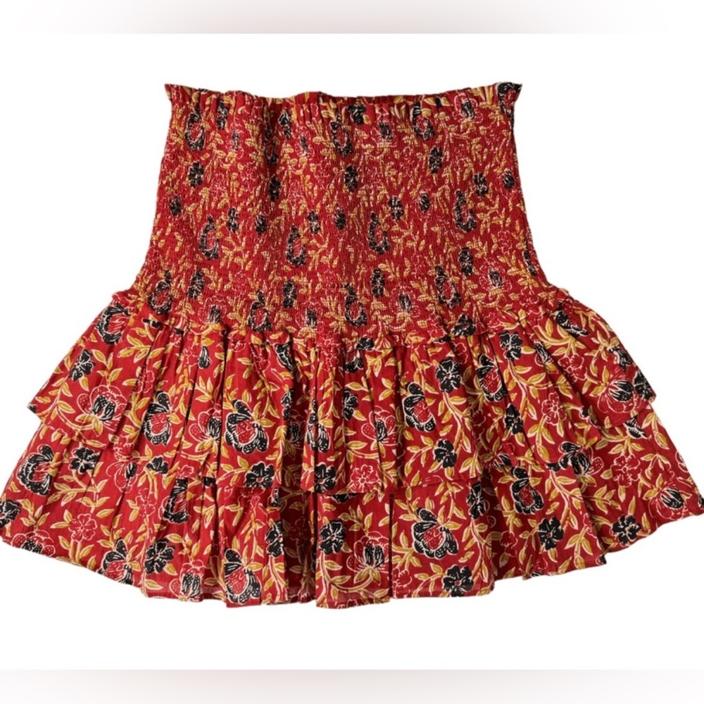 🌸 Alic of Bohemia Red Floral Tiered Skirt | Size M 🌸
